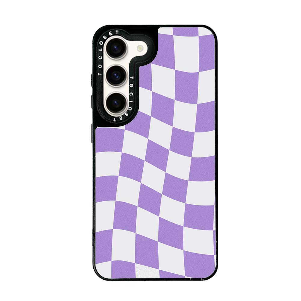 Purple Check Designer Samsung S23 Plus Case Cover