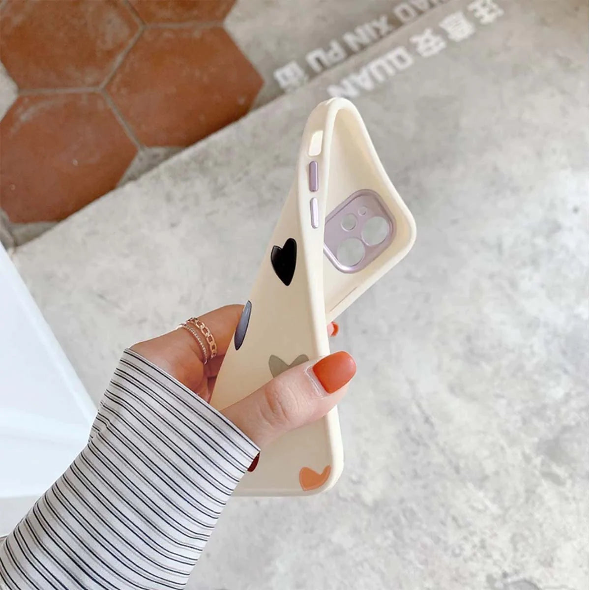 Heart & Floral Silicone iPhone Case