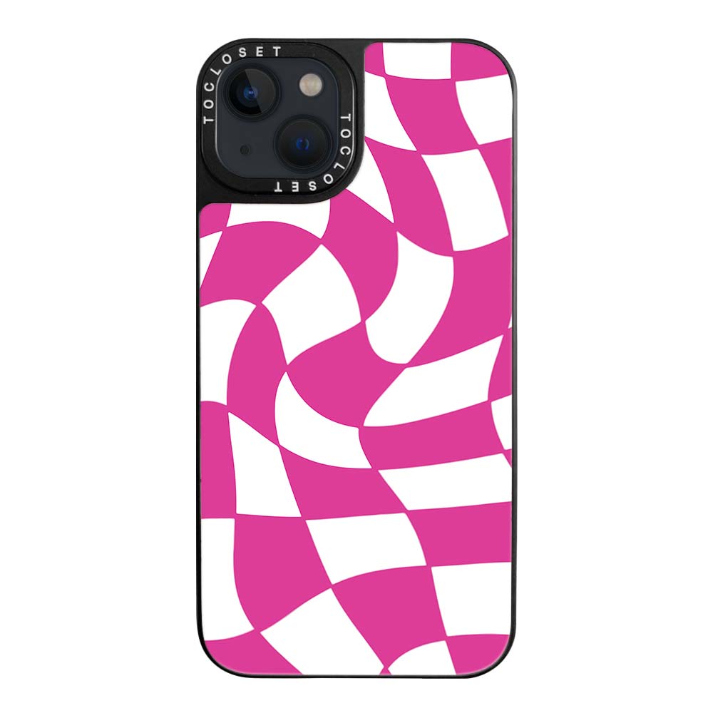 Pink Check Designer iPhone Case Cover