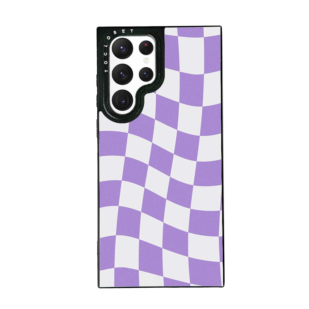 Purple Check Designer Samsung S22 Ultra Case Cover