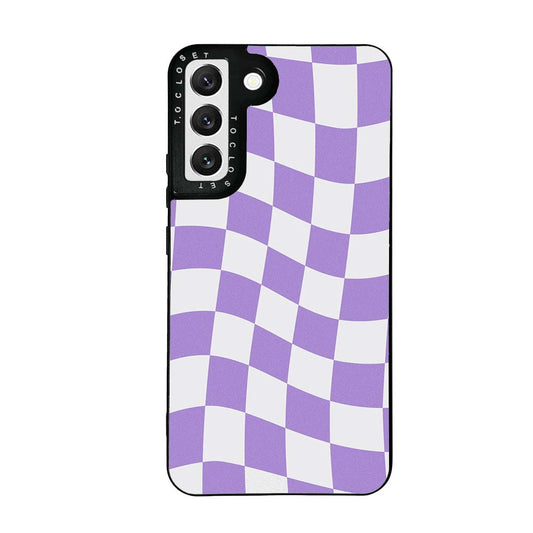 Purple Check Designer Samsung S22 Case Cover