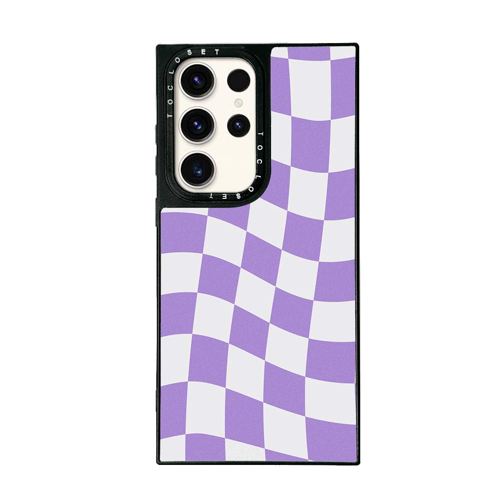 Purple Check Designer Samsung S23 Ultra Case Cover