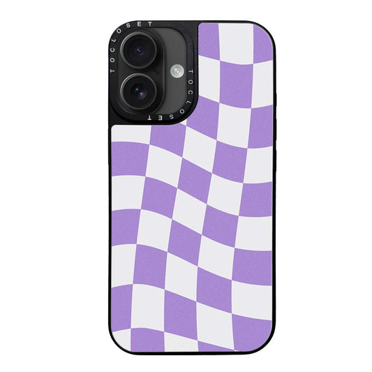 Purple Check Designer iPhone 16 Case Cover