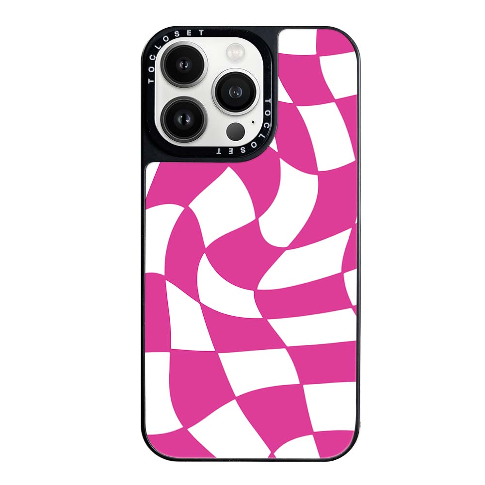 Pink Check Designer iPhone Case Cover
