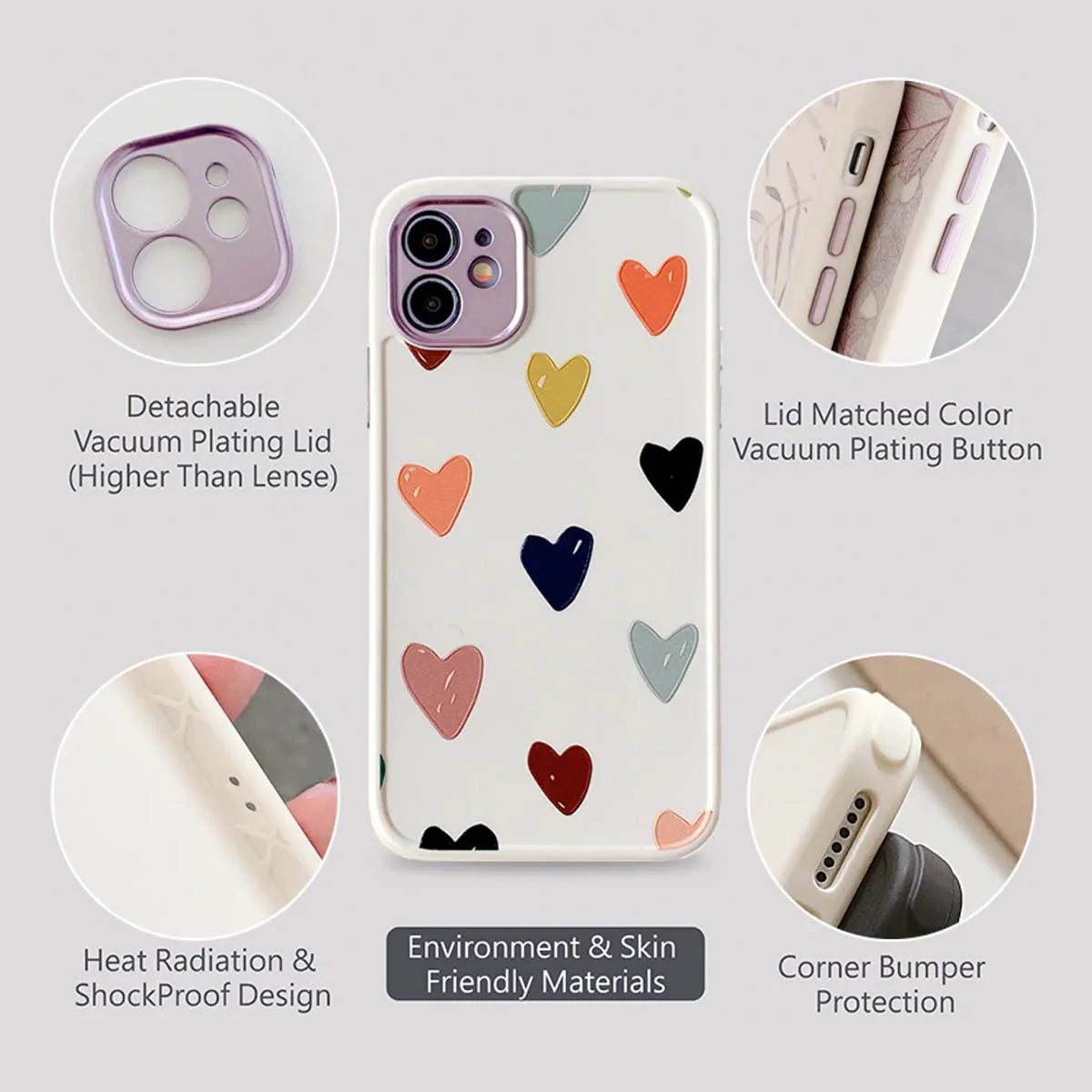 Heart & Floral Silicone iPhone Case