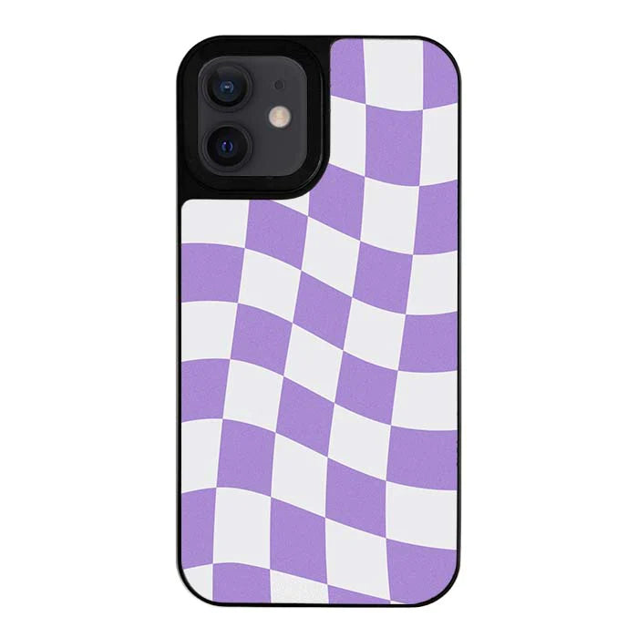 Purple Check Designer iPhone 12 Mini Case Cover