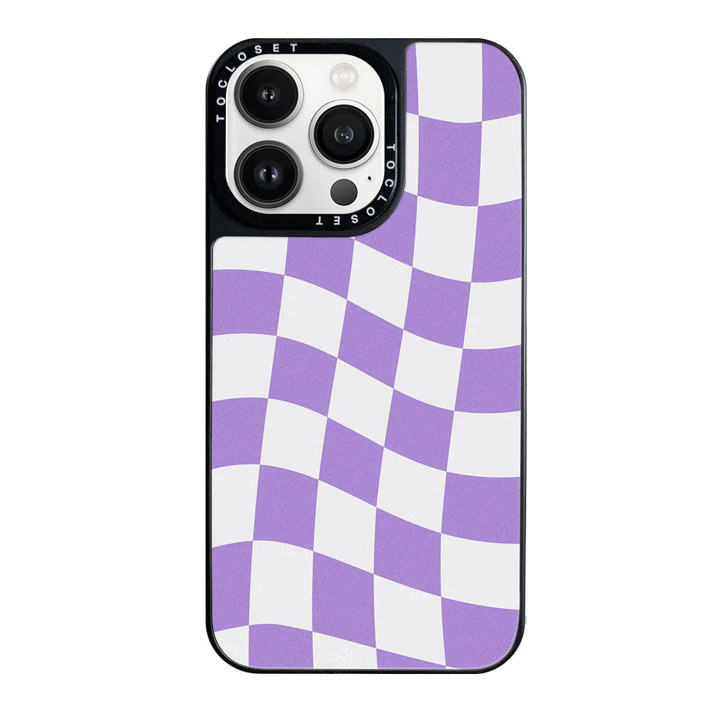 Purple Check Designer iPhone 13 Pro Case Cover