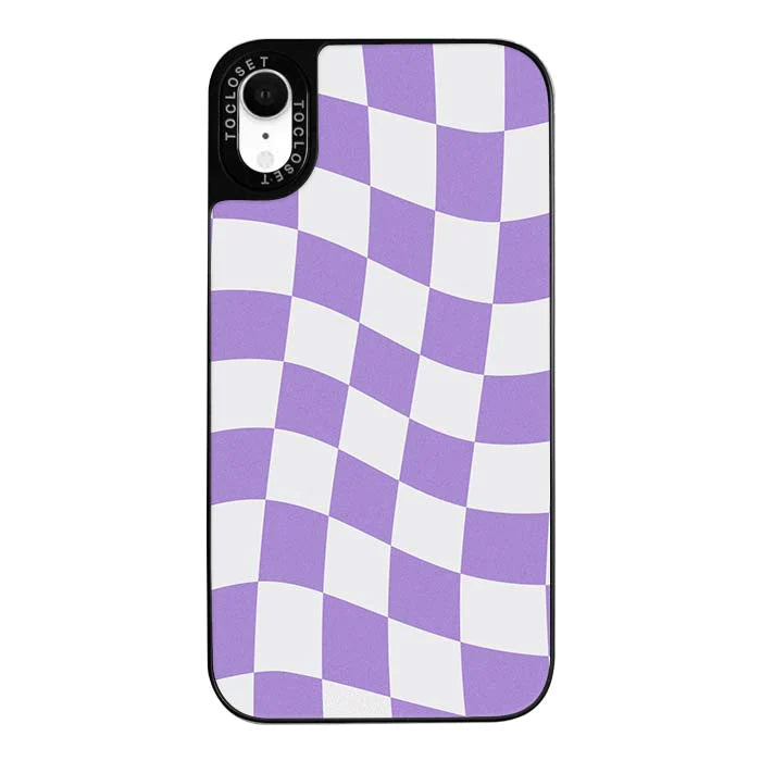 Purple Check Designer iPhone XR Case Cover