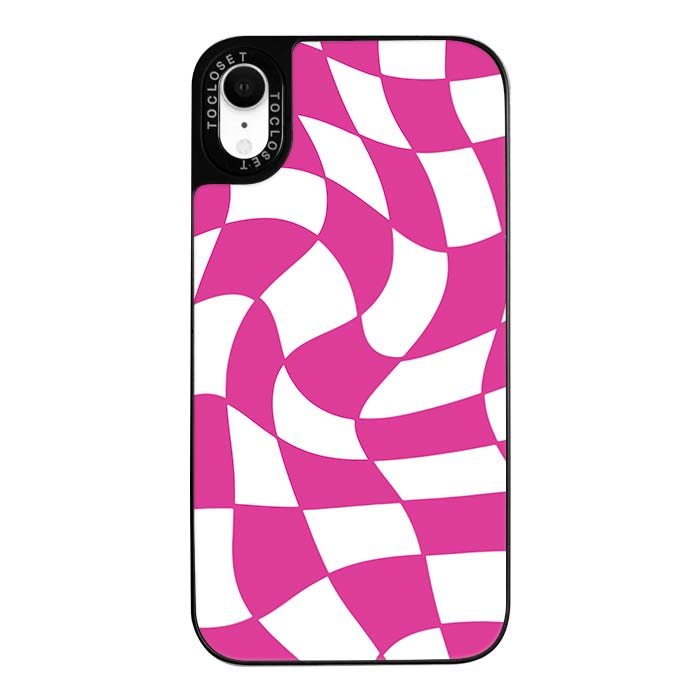 Pink Check Designer iPhone Case Cover