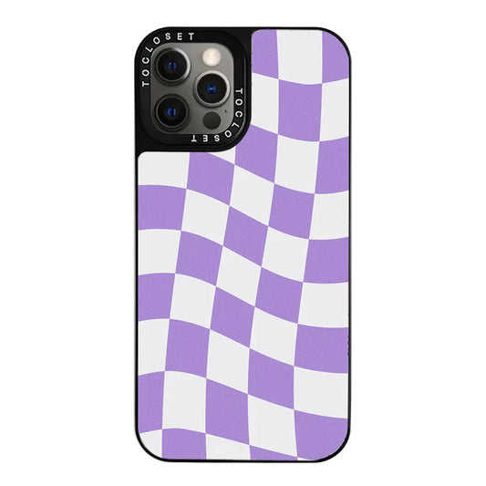 Purple Check Designer iPhone 12 Pro Max Case Cover